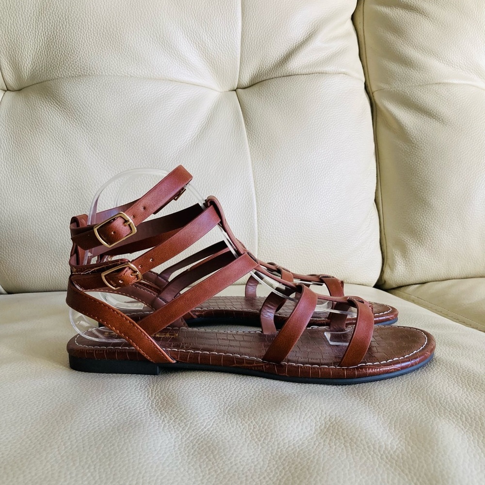 Unr8ed Brown Gladiator Strappy Sandals Size Size 9